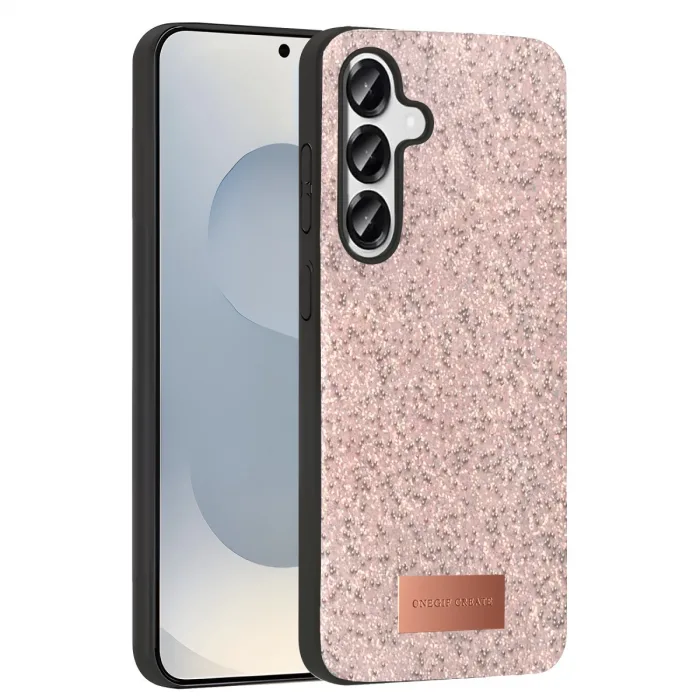 Onegif Samsung Galaxy S25 Plus Bright Simli Kapak - Pembe