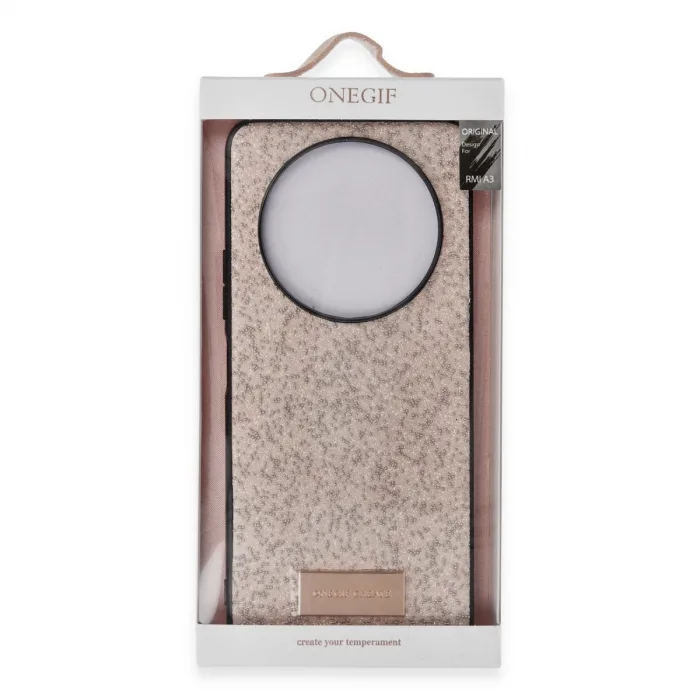 Onegif Xiaomi Redmi A3 4g Bright Simli Kapak - Gold