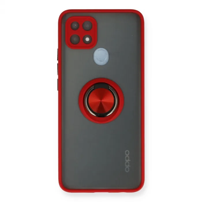 Oppo A15 Kılıf Montreal Yüzüklü Silikon Kapak - Kırmızı