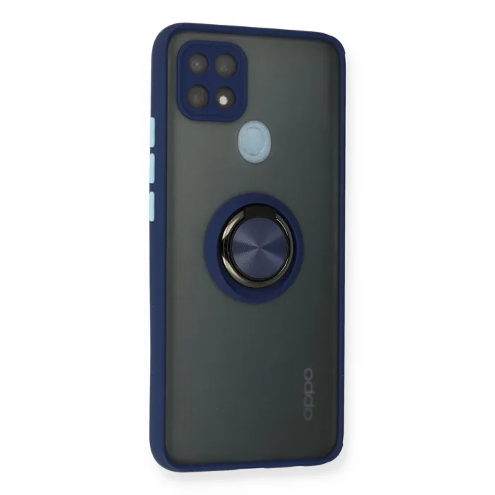 Oppo A15 Kılıf Montreal Yüzüklü Silikon Kapak - Lacivert
