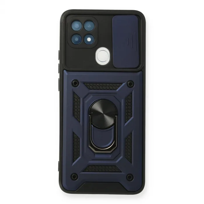 Oppo A15 Kılıf Pars Lens Yüzüklü Silikon - Lacivert