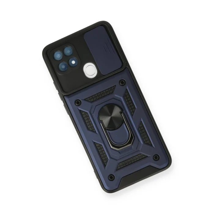 Oppo A15 Kılıf Pars Lens Yüzüklü Silikon - Lacivert