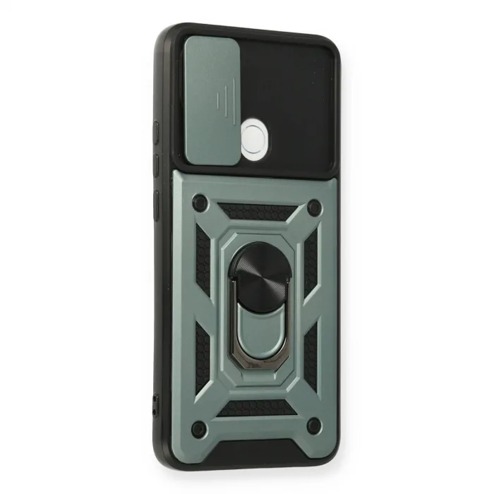 Oppo A15 Kılıf Pars Lens Yüzüklü Silikon - Yeşil