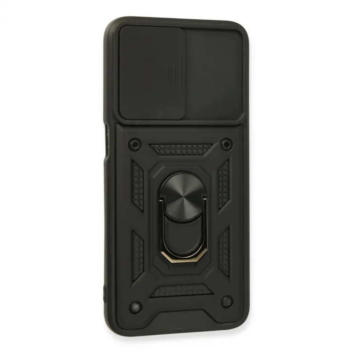 Oppo A16 Kılıf Pars Lens Yüzüklü Silikon - Siyah