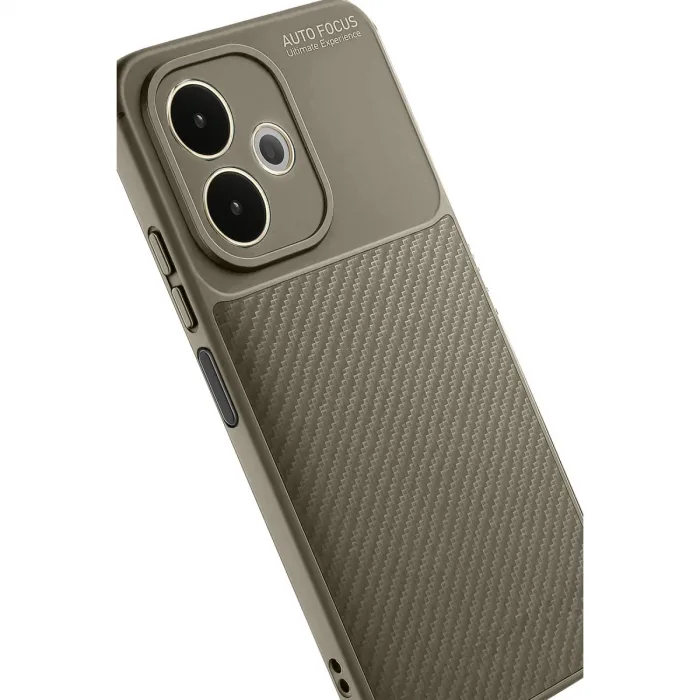Oppo A5 Pro 4g Kılıf Auto Focus Karbon Kapak - Kahverengi
