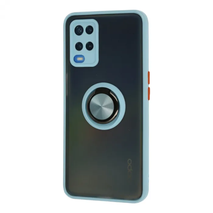 Oppo A54 4g Kılıf Montreal Yüzüklü Silikon Kapak - Buz Mavi