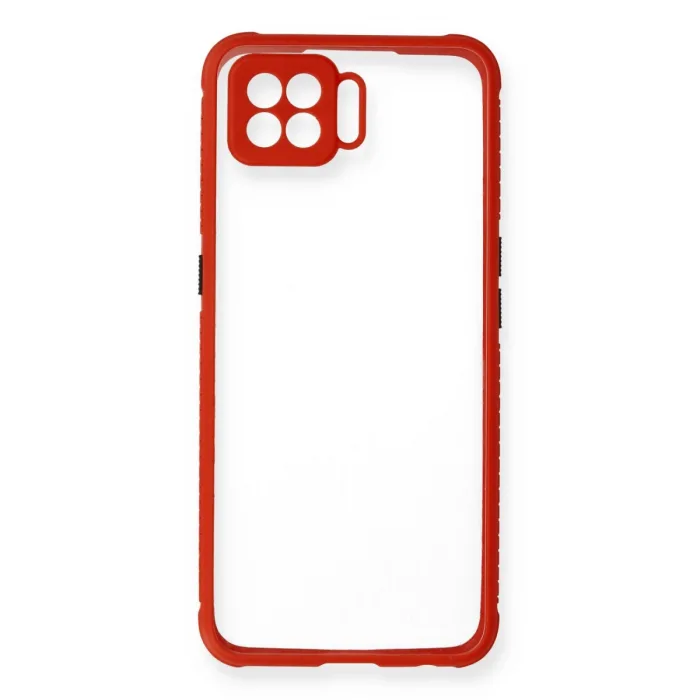 Oppo A73 Kılıf Miami Şeffaf Silikon - Kırmızı