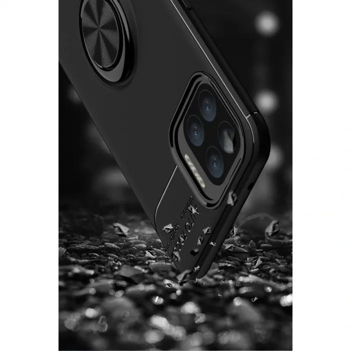 Oppo A73 Kılıf Range Yüzüklü Silikon - Siyah-kırmızı