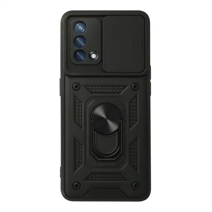 Oppo A74 4g Kılıf Pars Lens Yüzüklü Silikon - Siyah