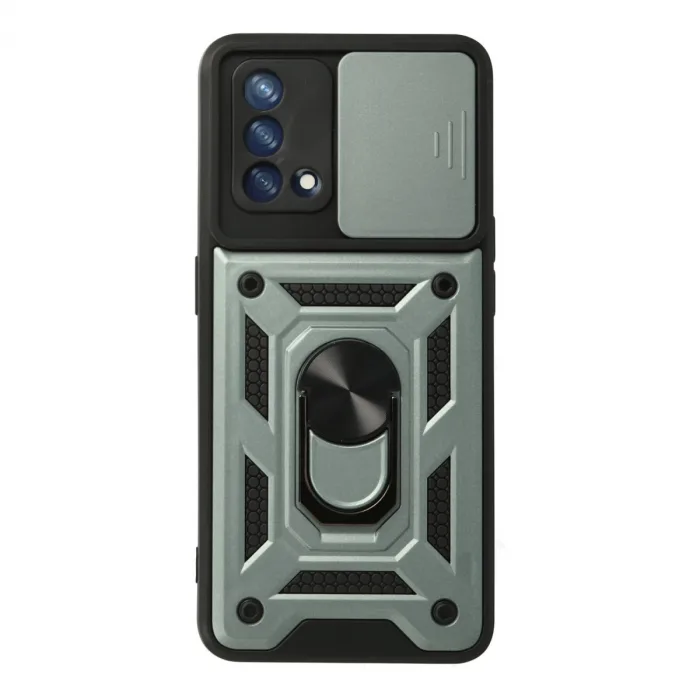 Oppo A74 4g Kılıf Pars Lens Yüzüklü Silikon - Yeşil