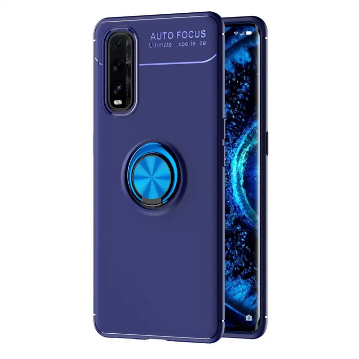 Oppo Find X2 Kılıf Range Yüzüklü Silikon - Mavi