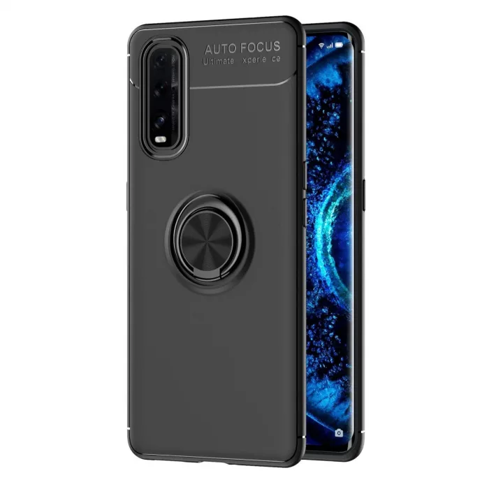 Oppo Find X2 Kılıf Range Yüzüklü Silikon - Siyah