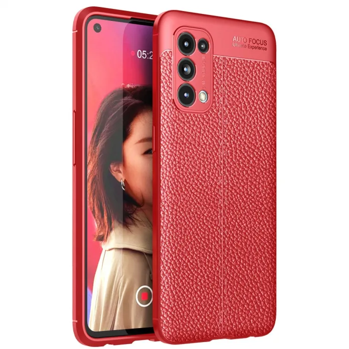 Oppo Reno 5 Kılıf Auto Focus Kapak - Kırmızı