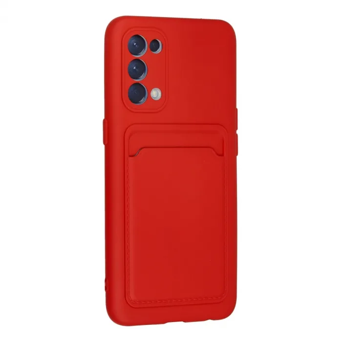 Oppo Reno 5 Kılıf Kelvin Kartvizitli Silikon - Kırmızı