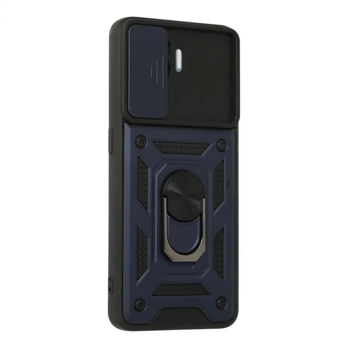 Oppo Reno 5 Lite Kılıf Pars Lens Yüzüklü Silikon - Lacivert