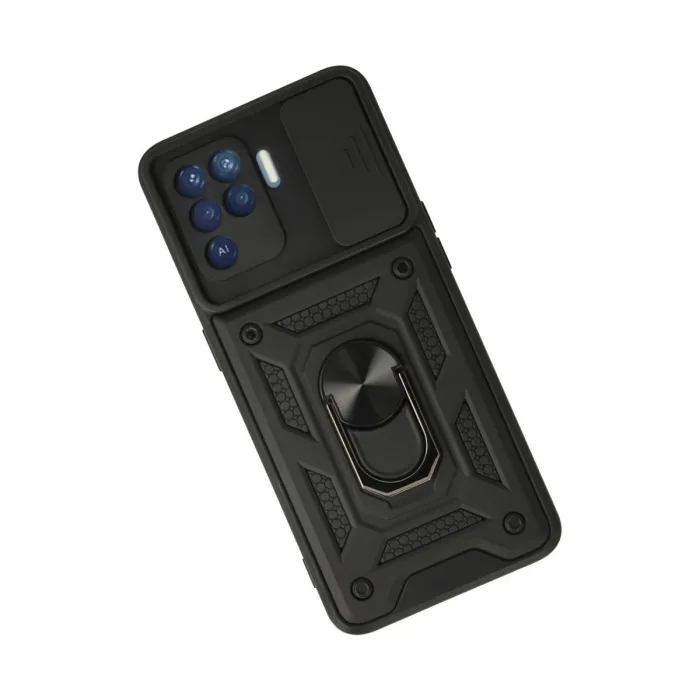 Oppo Reno 5 Lite Kılıf Pars Lens Yüzüklü Silikon - Siyah