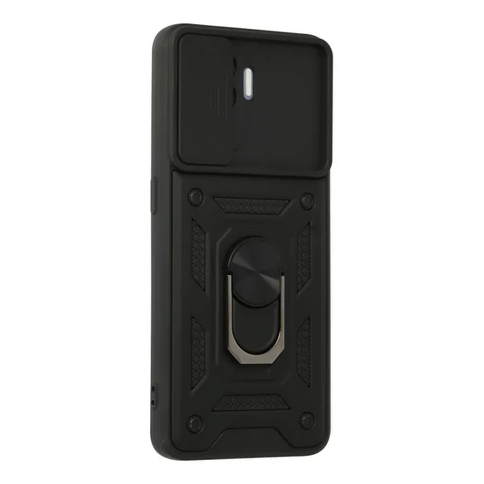 Oppo Reno 5 Lite Kılıf Pars Lens Yüzüklü Silikon - Siyah