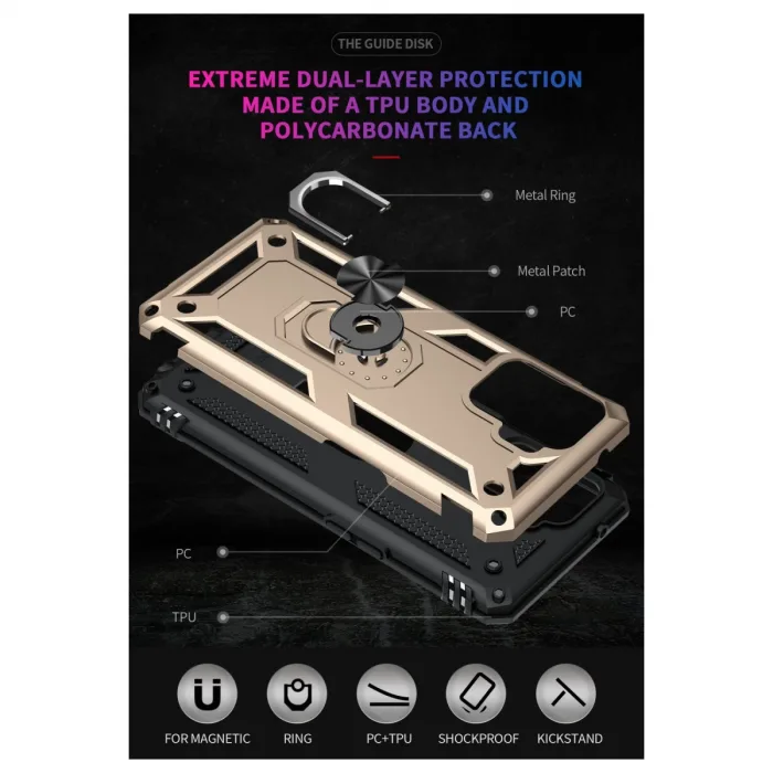 Oppo Reno 5 Lite Kılıf Sofya Yüzüklü Silikon Kapak - Gold