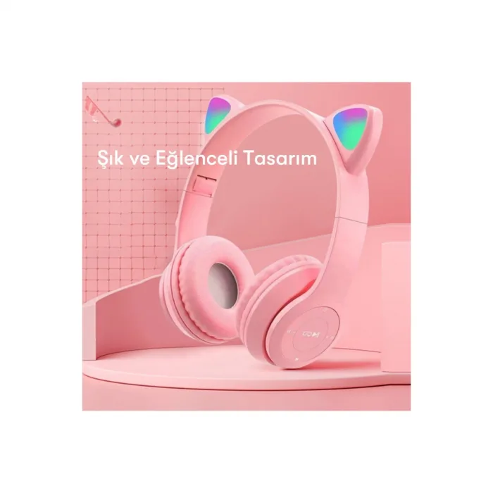 P47M Kablosuz Kedi Kulaklık - Mor