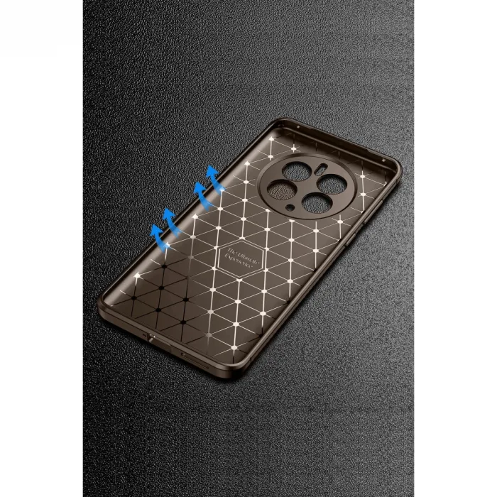 Realme 12 Pro Plus Kılıf Auto Focus Karbon Kapak - Kahverengi