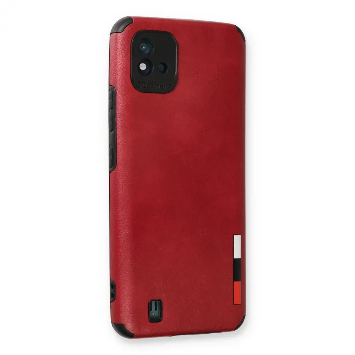 Realme C11 2021 Kılıf Loop Deri Silikon - Kırmızı
