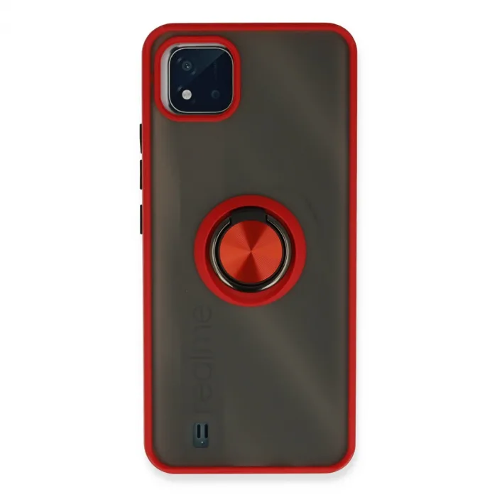 Realme C11 2021 Kılıf Montreal Yüzüklü Silikon Kapak - Kırmızı