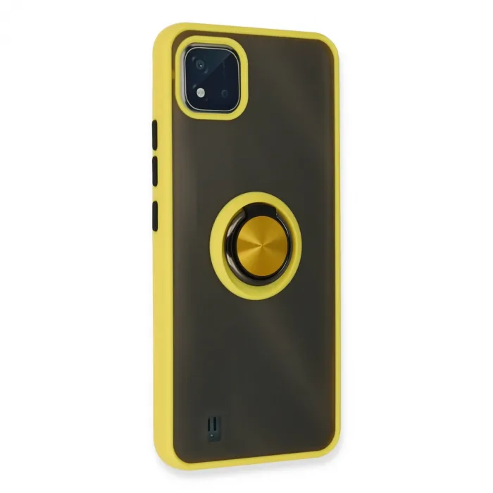 Realme C11 2021 Kılıf Montreal Yüzüklü Silikon Kapak - Sarı