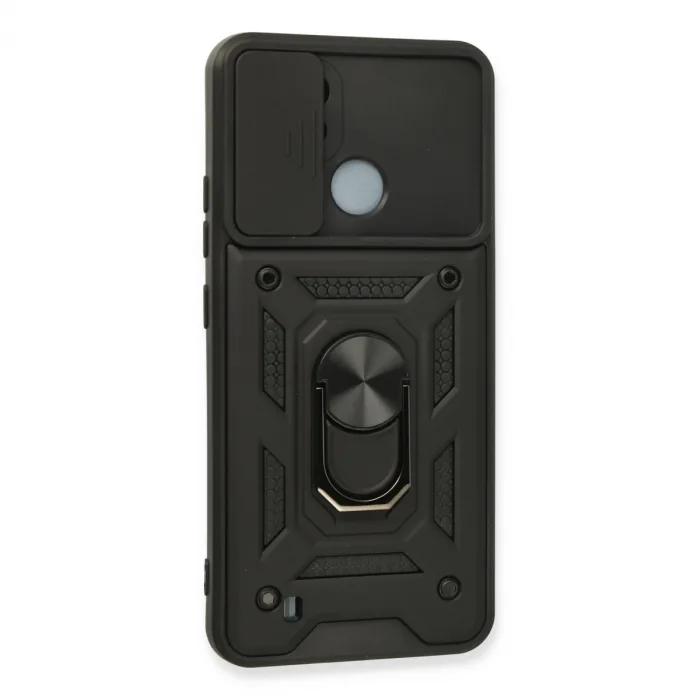 Realme C11 2021 Kılıf Pars Lens Yüzüklü Silikon - Siyah