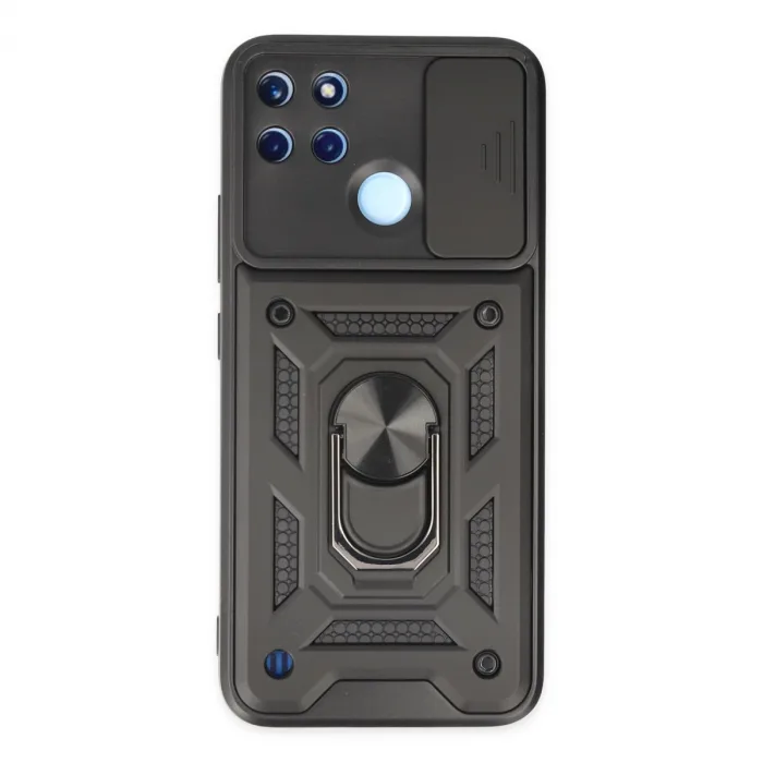 Realme C25y Kılıf Pars Lens Yüzüklü Silikon - Siyah