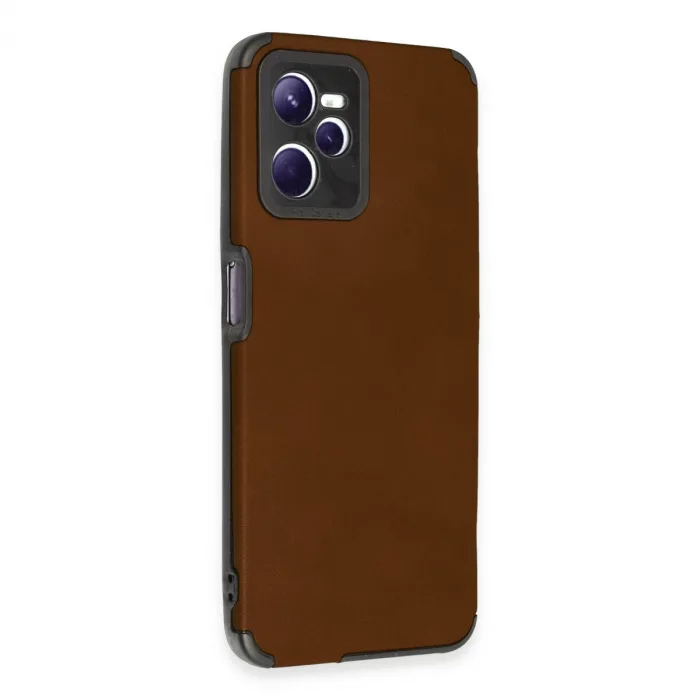 Realme C35 Kılıf Loop Deri Silikon - Kahverengi