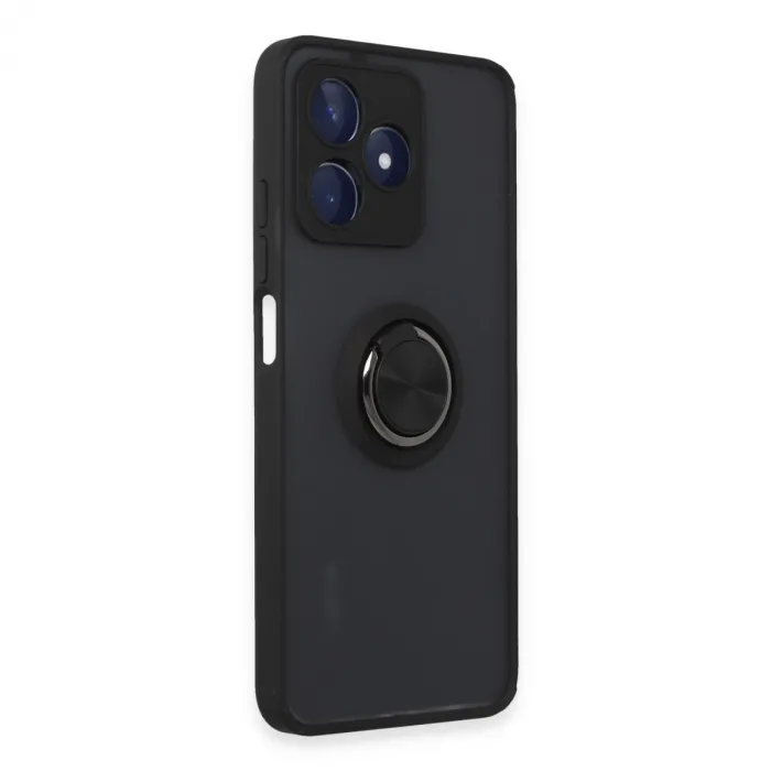 Realme C53 Kılıf Montreal Yüzüklü Silikon Kapak - Siyah