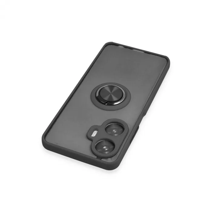 Realme C55 Kılıf Montreal Yüzüklü Silikon Kapak - Siyah