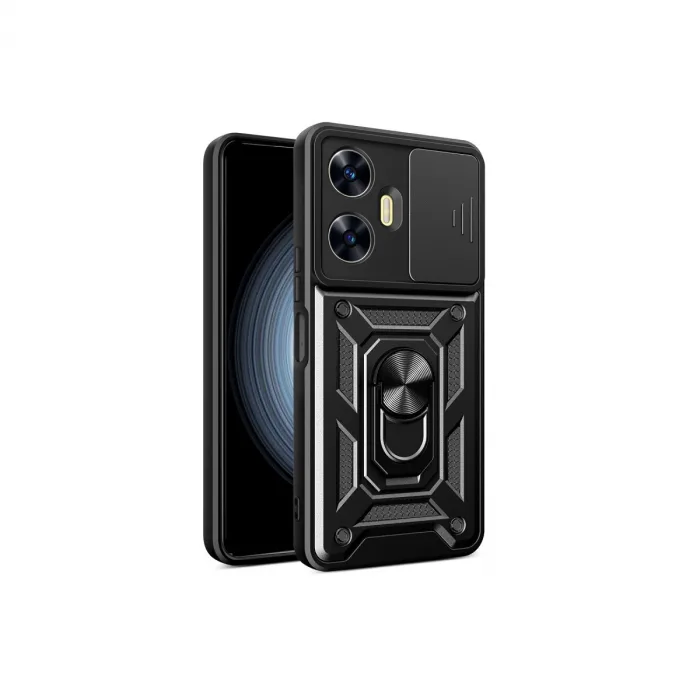 Realme C55 Kılıf Pars Lens Yüzüklü Silikon - Siyah