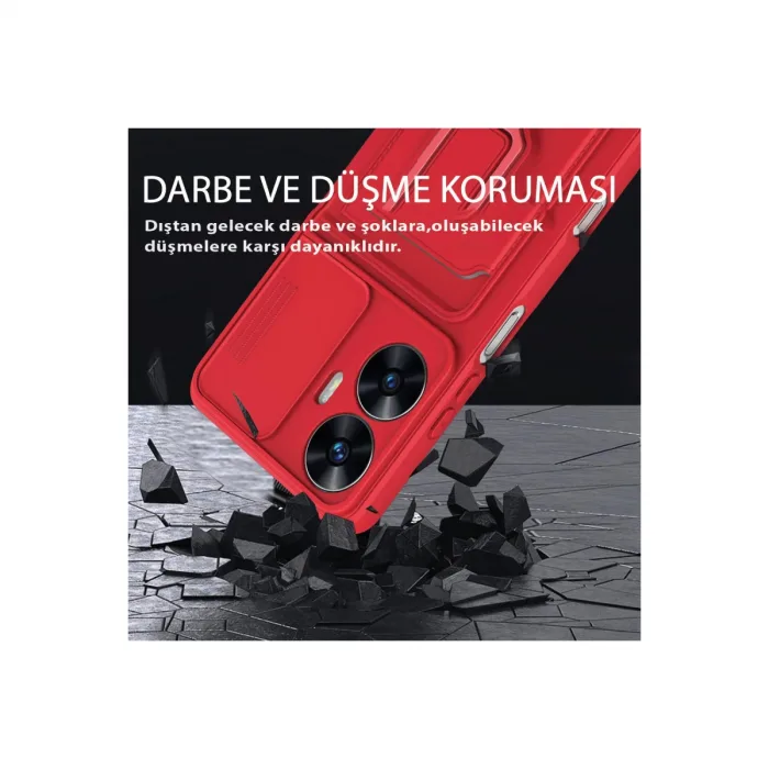 Realme C55 Kılıf Zuma Kartvizitli Yüzüklü Silikon - Siyah