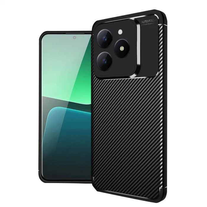 Realme C61 Kılıf Auto Focus Karbon Kapak - Siyah