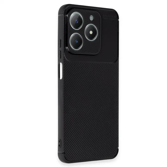 Realme C61 Kılıf Auto Focus Karbon Kapak - Siyah
