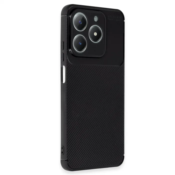 Realme C61 Kılıf Auto Focus Karbon Kapak - Siyah