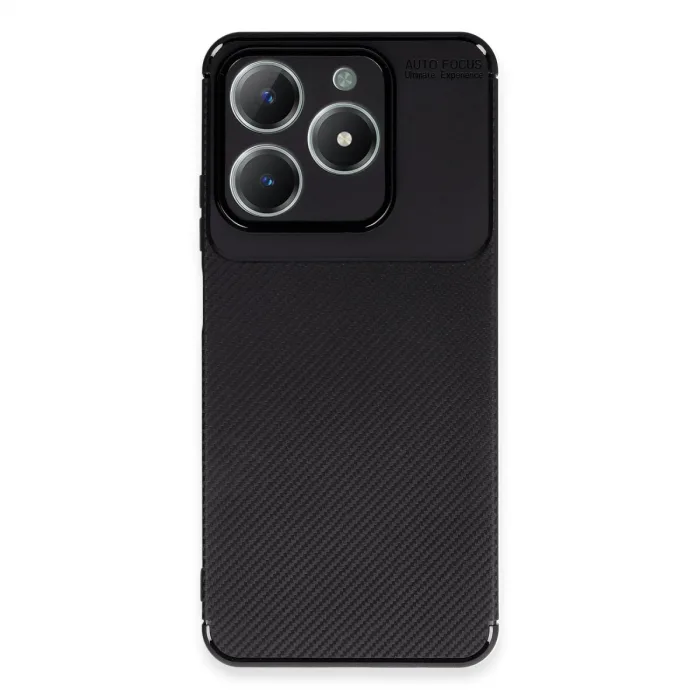 Realme C61 Kılıf Auto Focus Karbon Kapak - Siyah