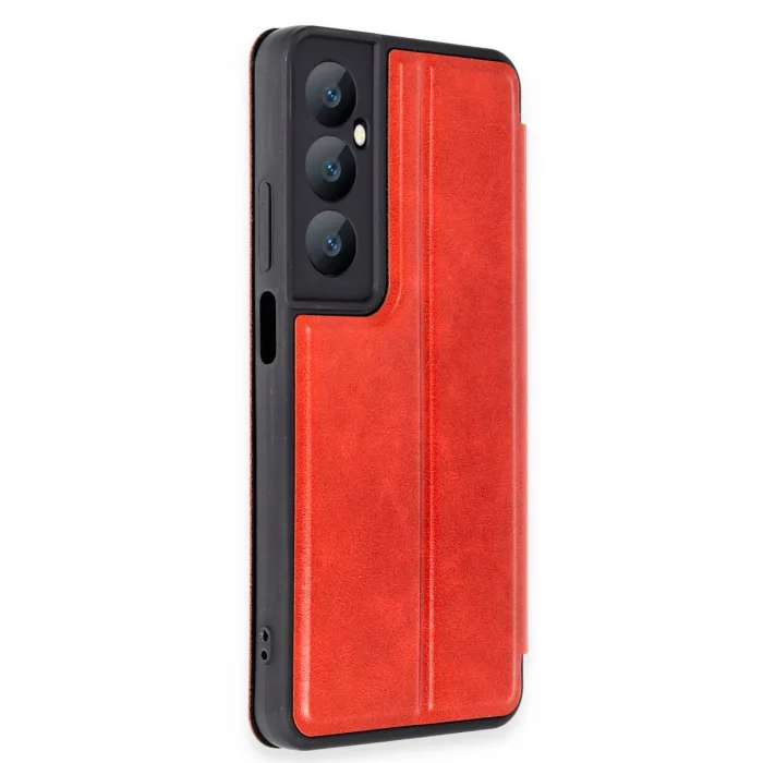 Realme C65 Kılıf Flip Cover - Kırmızı