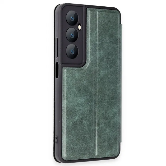 Realme C65 Kılıf Flip Cover - Koyu Yeşil