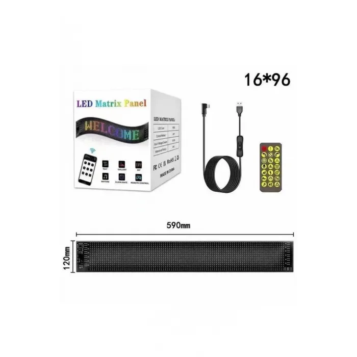 Rp1259 Led Matrix Panel 16x96cm Telefon Kontrollü Kayar Led Animasyon Aydınlatma