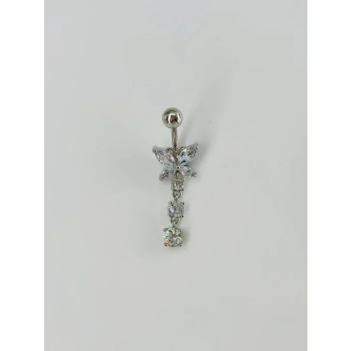 Sallantılı Çiçek Detaylı  Göbek Piercing - Pg0072