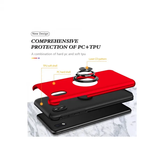 Samsung Galaxy A01 Core Kılıf Elit Yüzüklü Kapak - Kırmızı