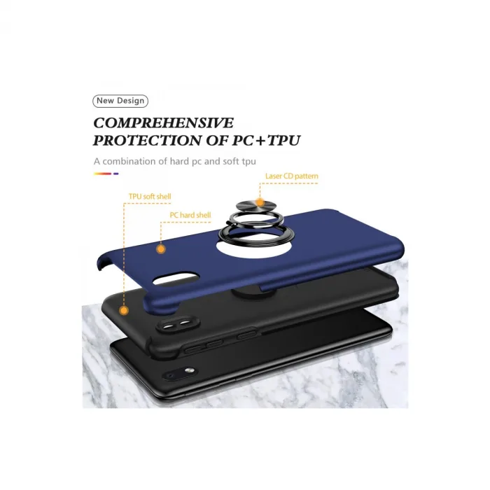 Samsung Galaxy A01 Core Kılıf Elit Yüzüklü Kapak - Lacivert