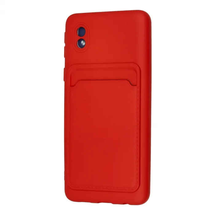 Samsung Galaxy A01 Core Kılıf Kelvin Kartvizitli Silikon - Kırmızı