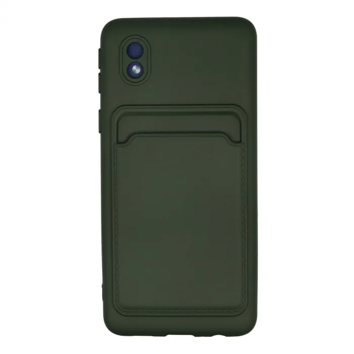Samsung Galaxy A01 Core Kılıf Kelvin Kartvizitli Silikon - Koyu Yeşil