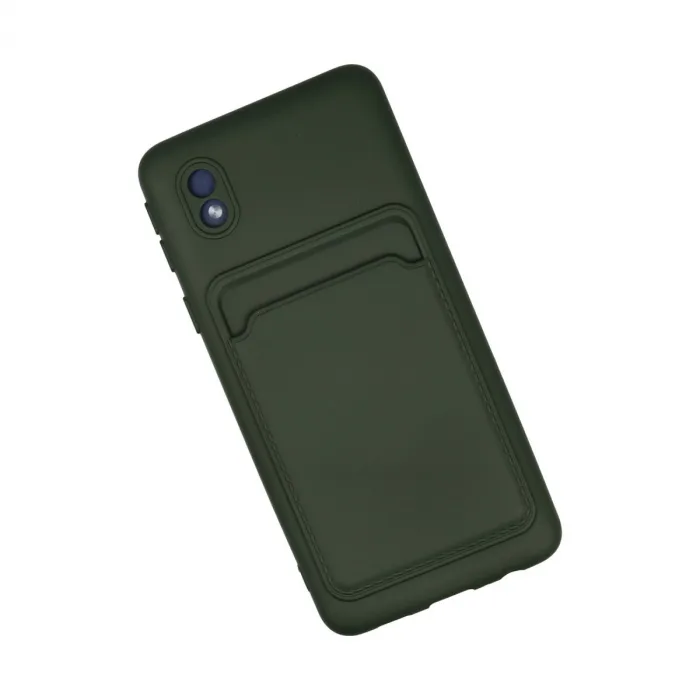 Samsung Galaxy A01 Core Kılıf Kelvin Kartvizitli Silikon - Koyu Yeşil