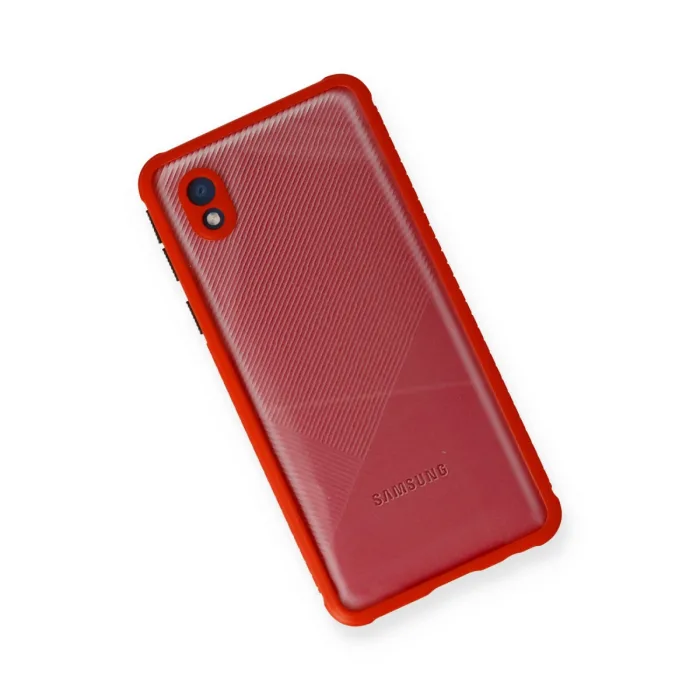 Samsung Galaxy A01 Core Kılıf Miami Şeffaf Silikon - Kırmızı