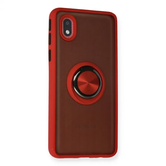 Samsung Galaxy A01 Core Kılıf Montreal Yüzüklü Silikon Kapak - Kırmızı