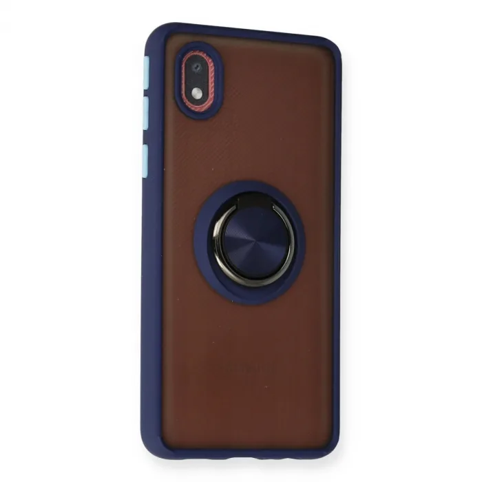 Samsung Galaxy A01 Core Kılıf Montreal Yüzüklü Silikon Kapak - Lacivert